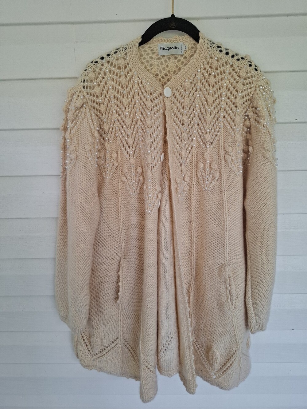 Magnolia Vintage Cardigan Chunky Sweater Yellow Small